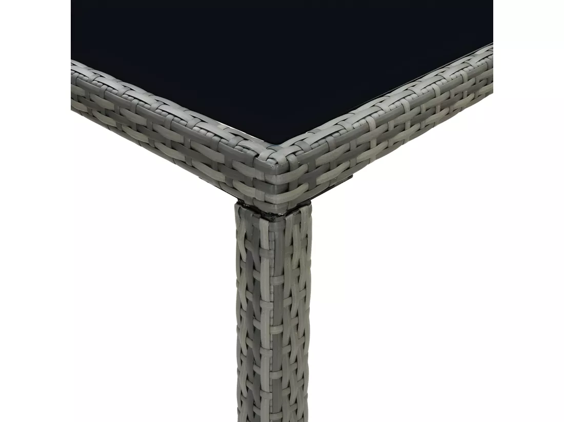 Prolenta Premium - Table bar de jardin Gris 130x60x110 cm Résine tressée et verre