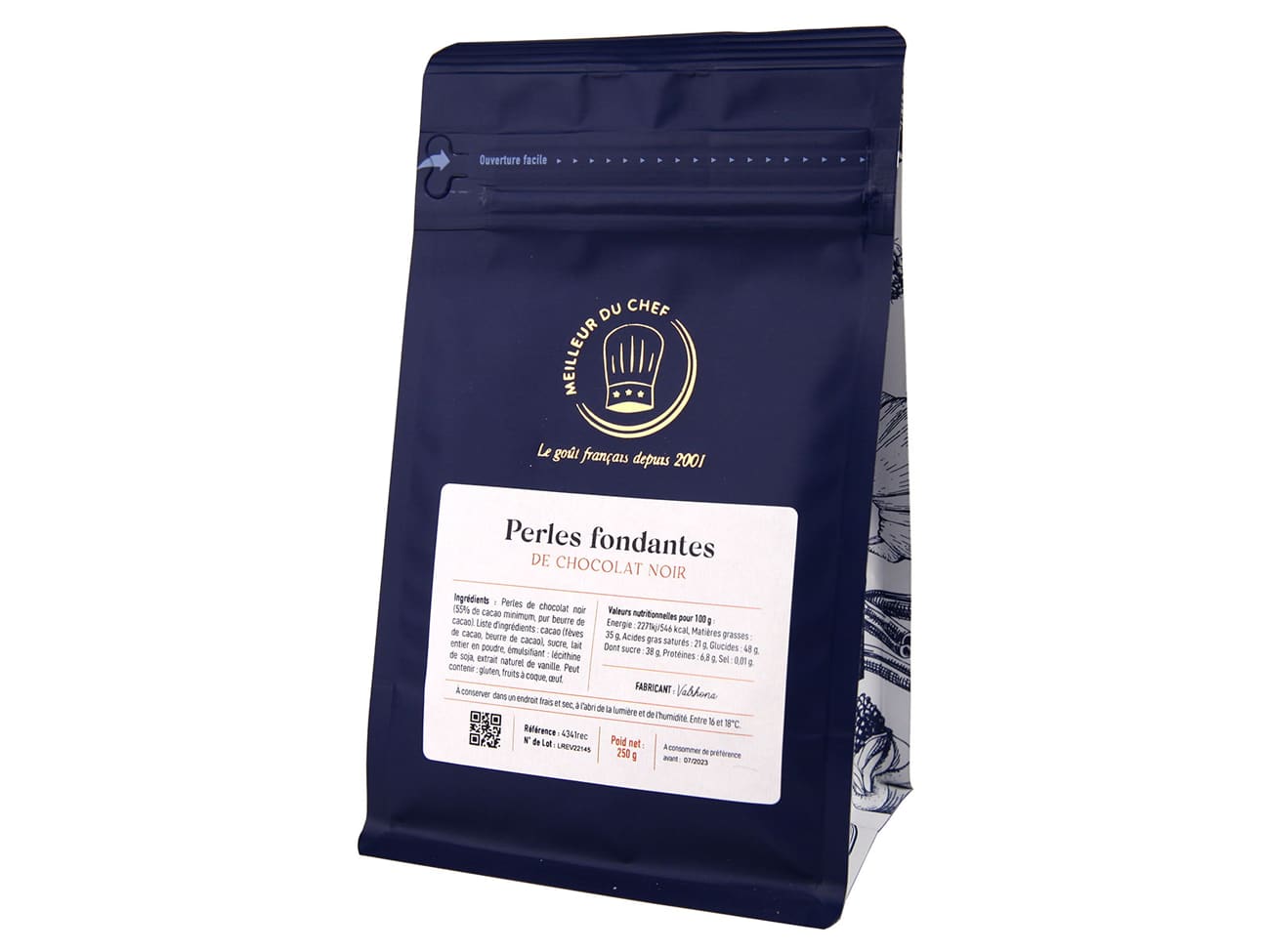 Perles fondantes de chocolat noir - 250 g - Valrhona
