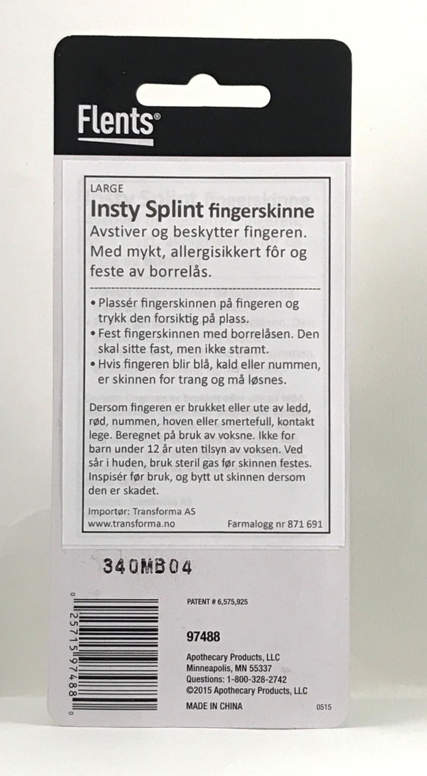 Insty Splint fingerskinne L 1 stk