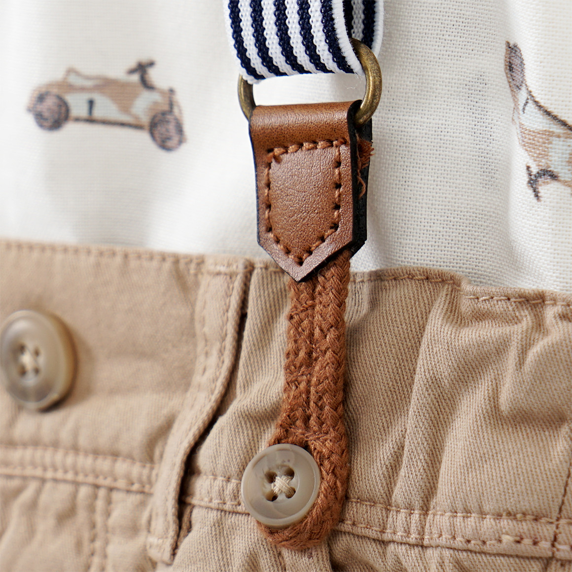 Topomini Baby Hemd und Shorts im Set beige / weiss