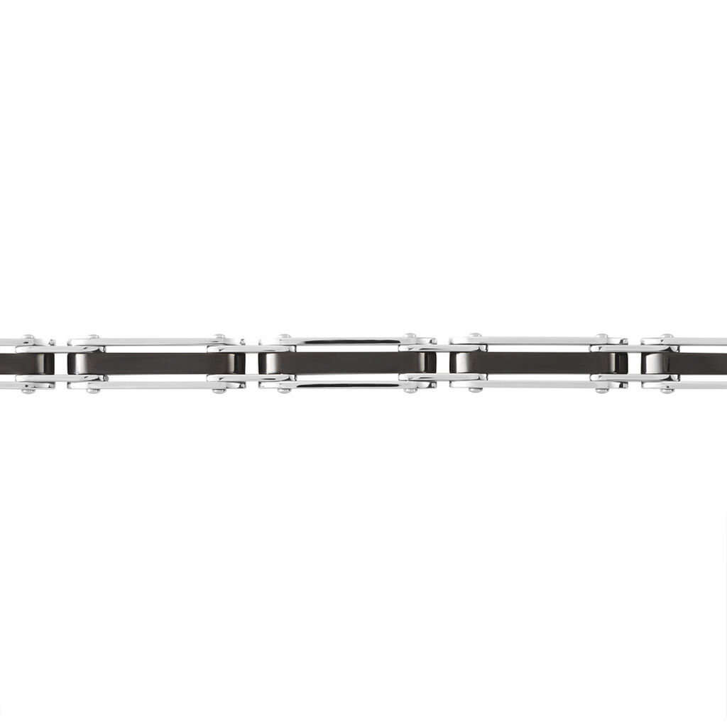 Bracelet Jourdan Homme El Castillo Acier Bicolore Noir Et Blanc