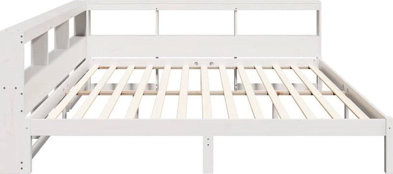 vidaXL - Bed - met - boekenkast - zonder - matras - grenenhout - wit - 180x200 - cm