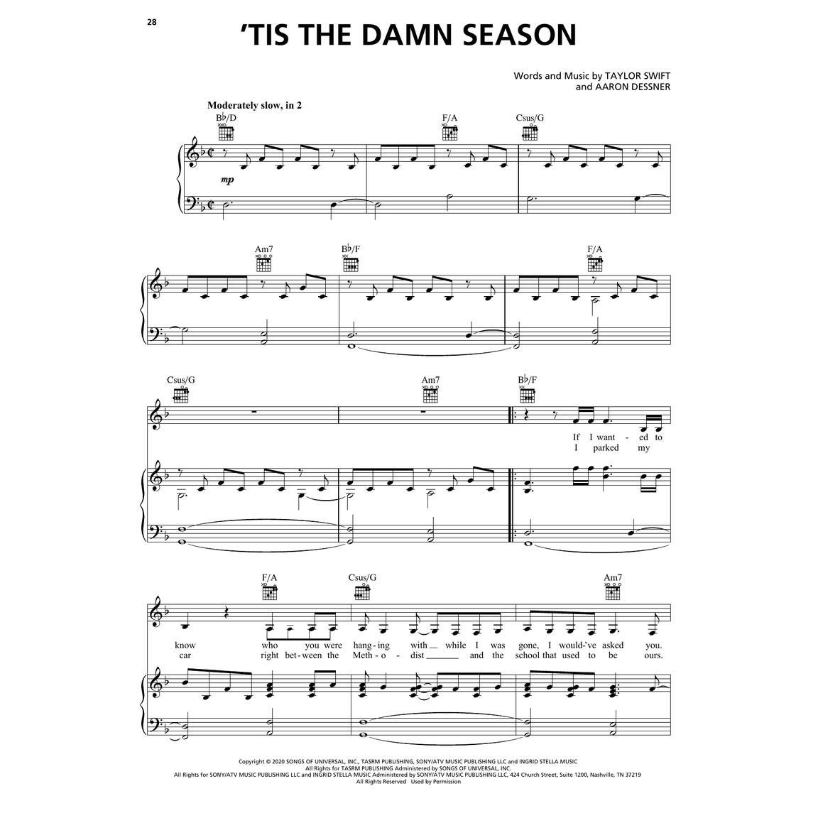 Hal Leonard Taylor Swift Evermore voor piano, zang en gitaar