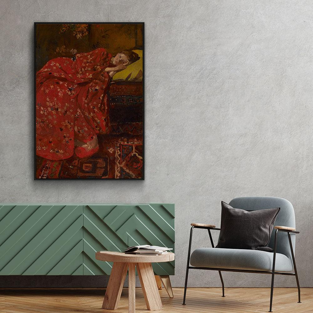 Walljar poster ingelijst - Breitner - Meisje In Rode Kimono Poster ingelijst - 40 x 60 cm