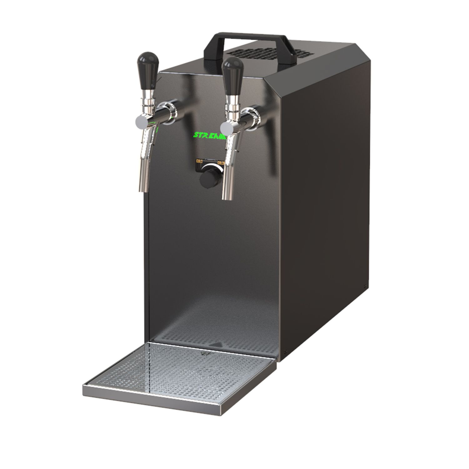Zapfanlage, Bierzapfanlage STREAM 50 Bierkoffer, Durchlaufkühler 2-leitig Trockenkühler, bis zu 55 Liter/h - BLACK EDITION