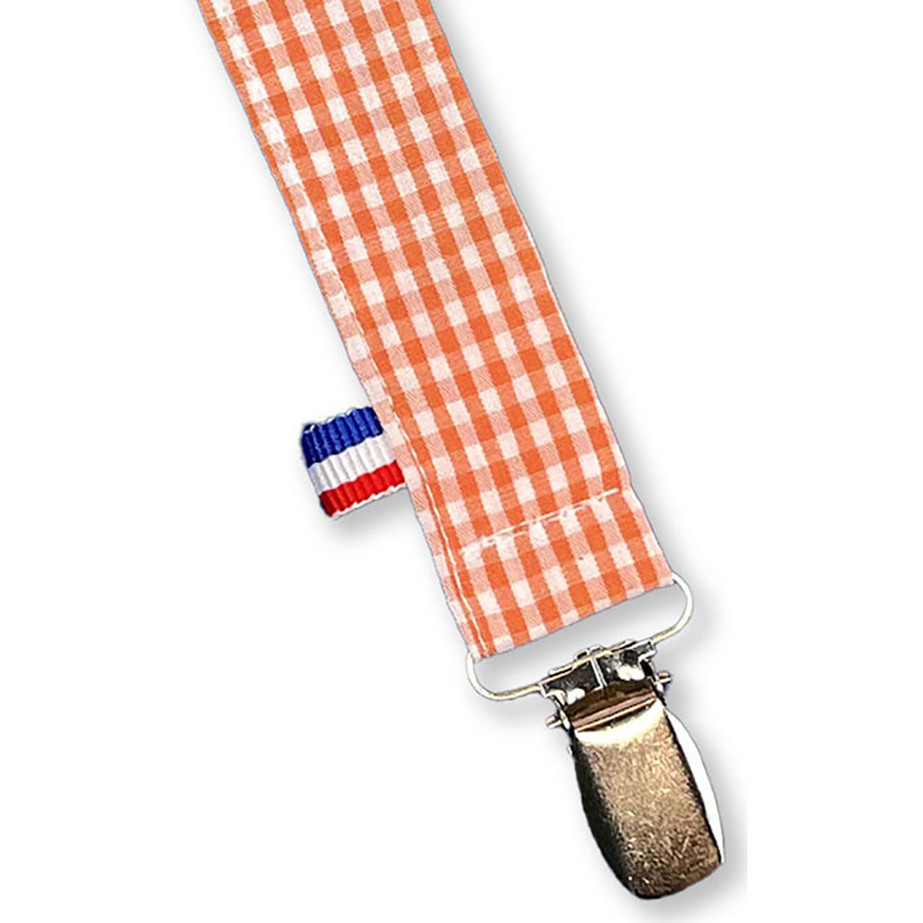 Papate Attache Tétine en Coton Bio Teddy vichy - 17x2 cm