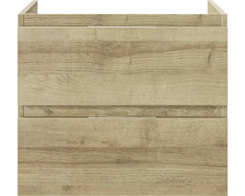 3-delige badkamermeubelset Pelipal serie 4035 BxHxD 60 x 200 x 45 cm, frontkleur eiken riviera, met keramische wastafel in wit en keramische wastafelkast, wastafelmeubel, spiegelkast met LED-verlichting 40350600121470