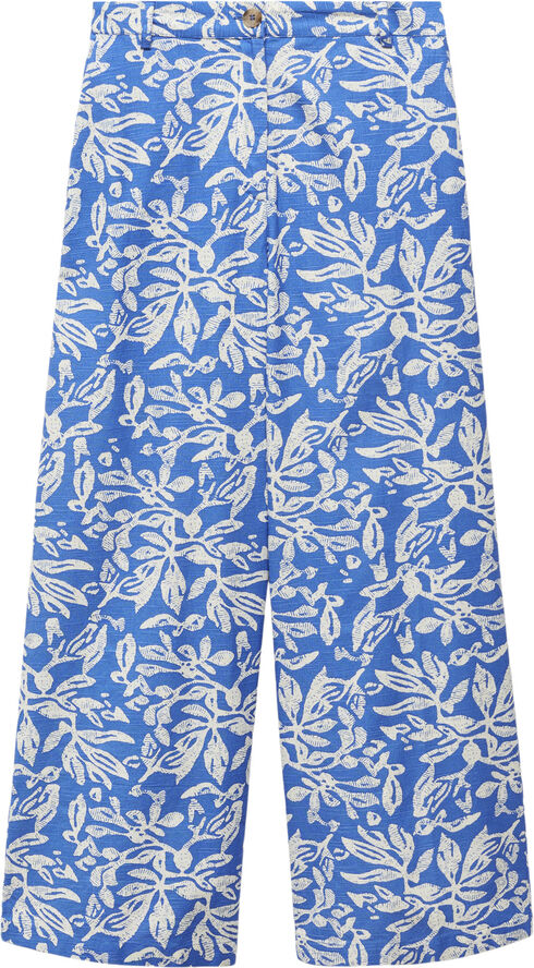 MANGO Wide leg printed trousers Medium blue