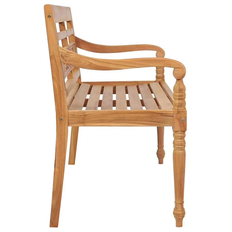 vidaXL - Bank Batavia met zwart kussen - Teakhout - 120x51.5x84 cm