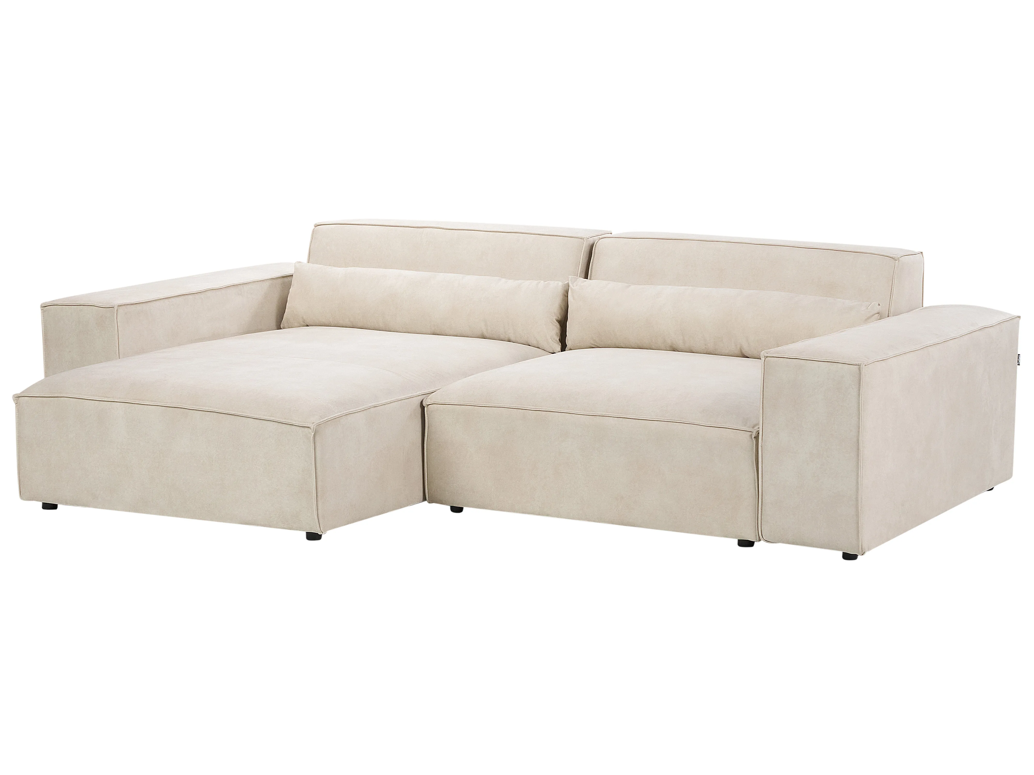 Modulaire hoekbank 2-zits HELLNAR Fluweel Lichtbeige rechtszijdig