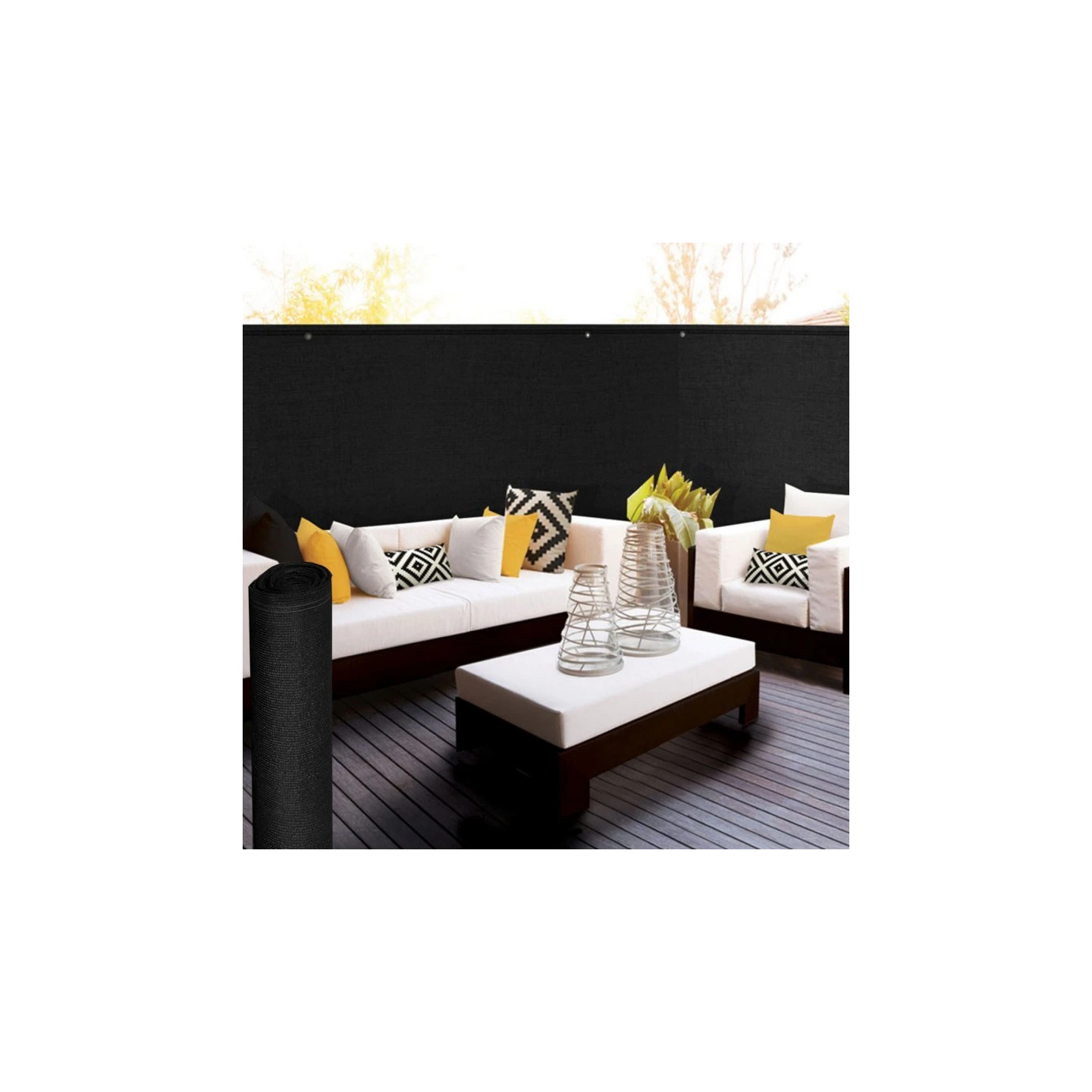 Brise vue renforcé 1,8 x 10 M noir 220 gr/m² luxe PRO