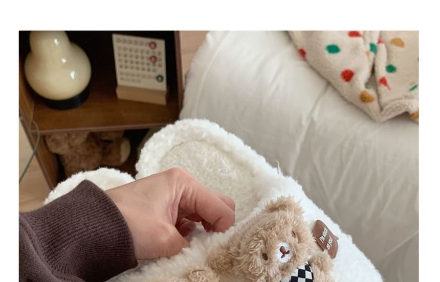 ZORI - Fleece pantoffels met beeraccent