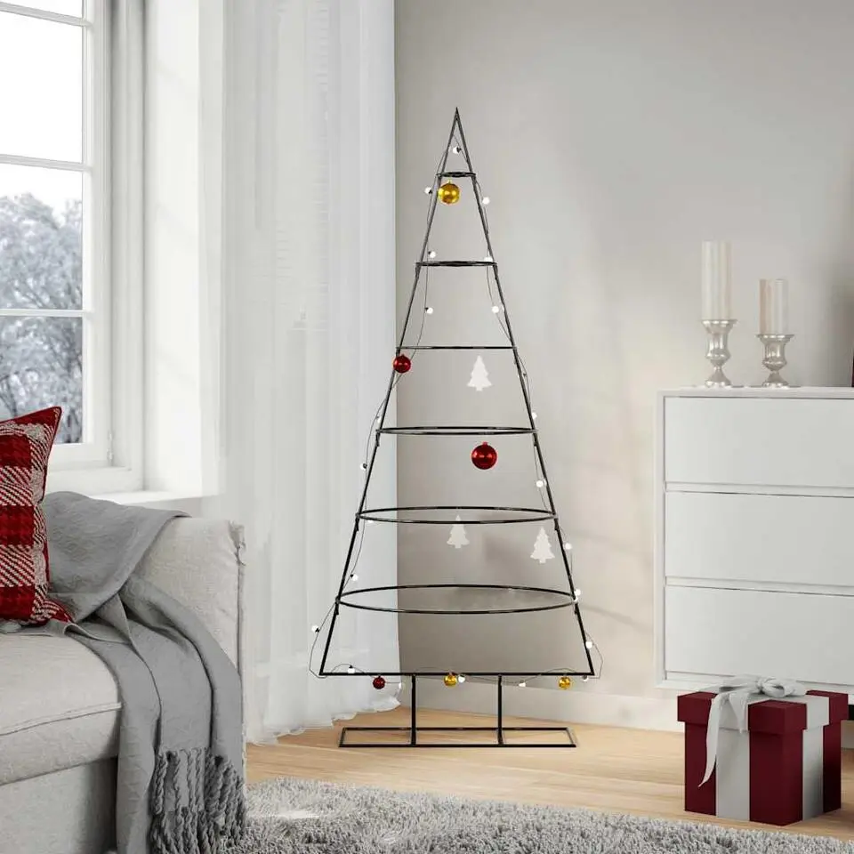 vidaXL - Kerstdecoratie kerstboom 65x60x150 cm - Zwart - Staal