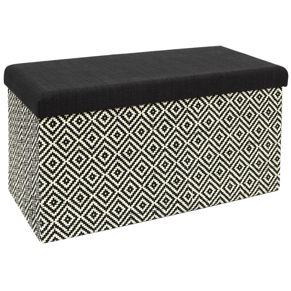 Home Deco Poefje - opbergbox - donkerbruin/zwart - 76 x 38 cm