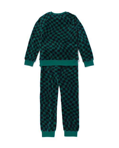 pyjama à carreaux en polaire pour enfant vert