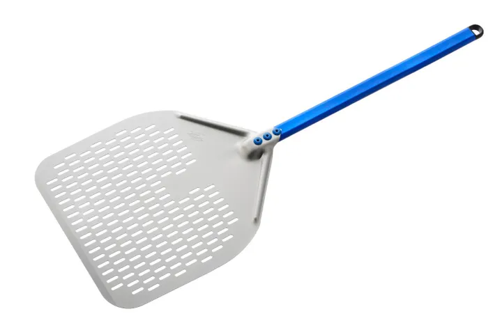 Gi.Metal Azzurra Rectangular Perforated Pizza Peel 36x36 cm Handle 60 cm