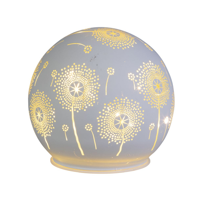 LED Kugel - Pusteblumen - aus Glas - ca. 12 x 11 cm