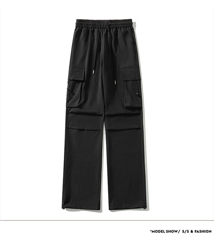 Aozora - Mid Rise Plain Cargo Straight Leg Broek