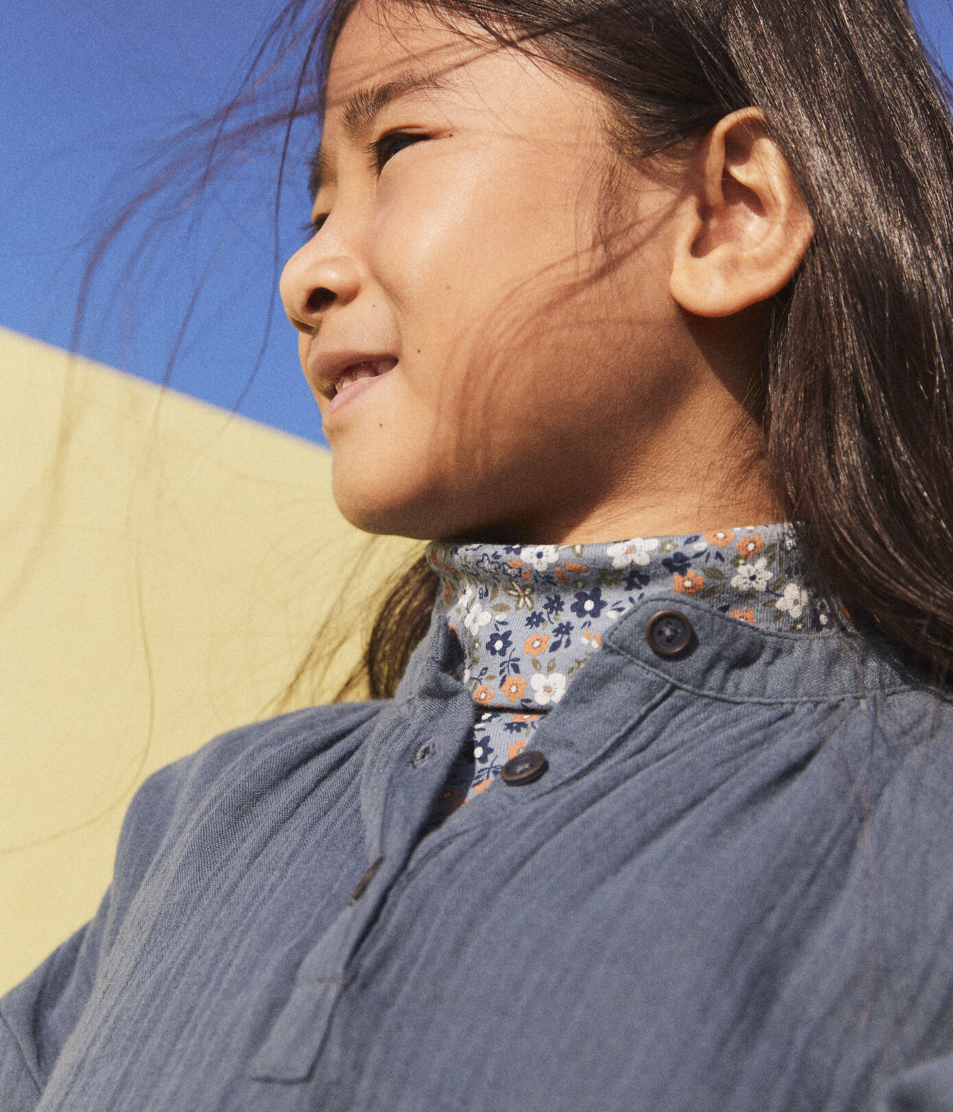 Robe manches longues gaze de coton enfant fille