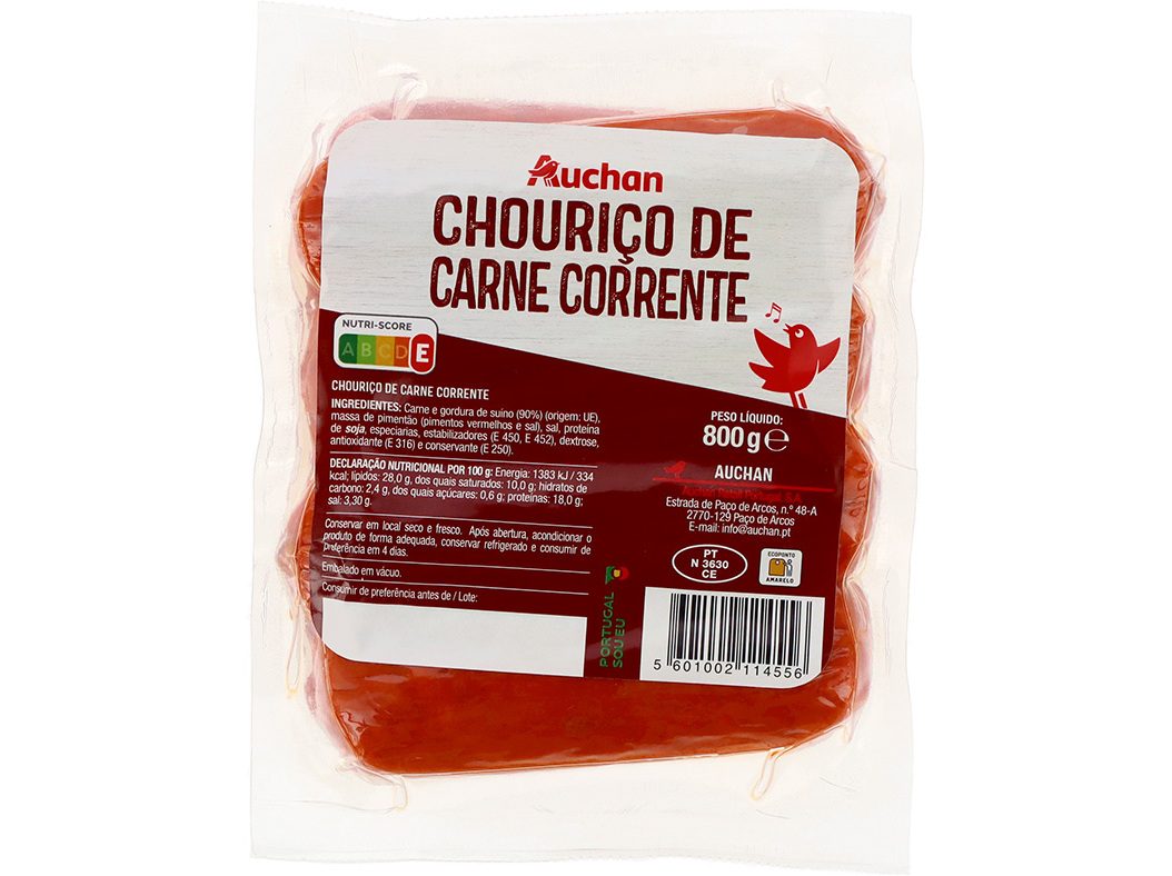 CHOURIÇO DE CARNE AUCHAN CORRENTE 800 G