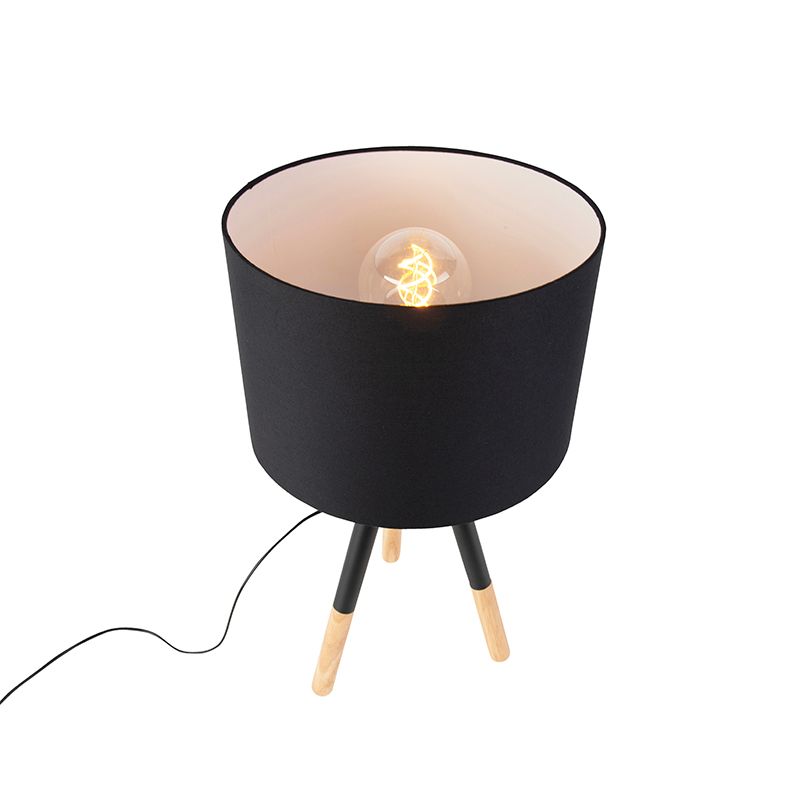 Set van tafel- en vloerlamp met kap zwart - Pip
