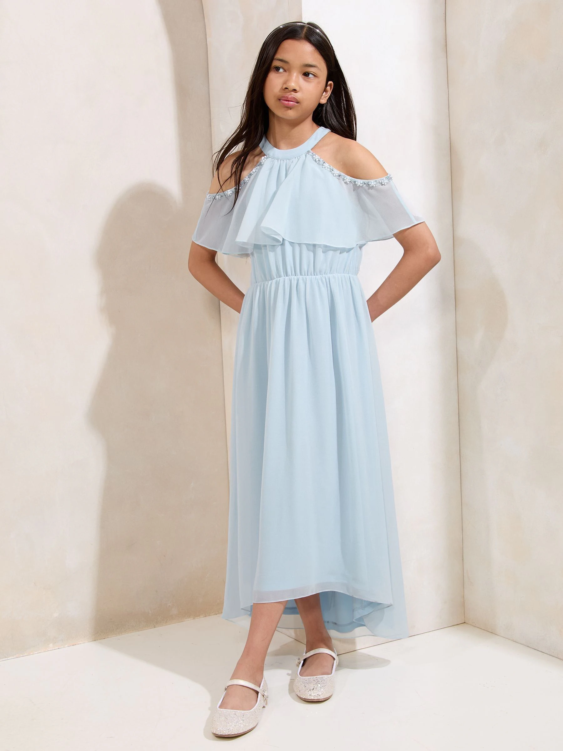 Lipsy Cold Shoulder Embellished Occasion Dress (7-16yrs)
