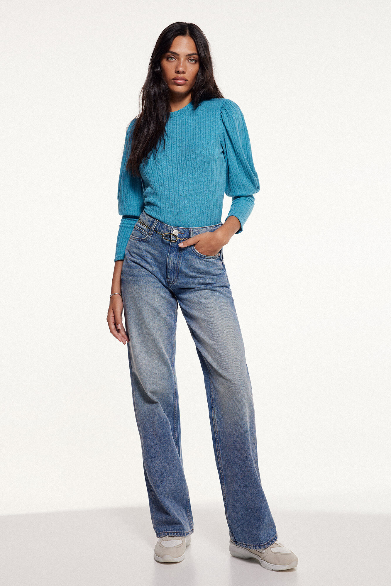 Calça jeans de corte regular - Azul