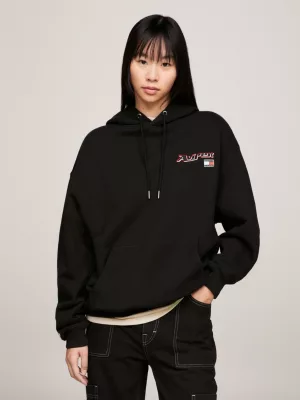 Tommy x Avirex Moletom com Capuz e Logo Traseiro de Gênero Duplo