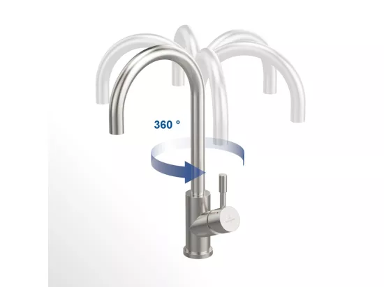 Robinet cuisine VILLEROY ET BOCH Umbrella acier massif poli