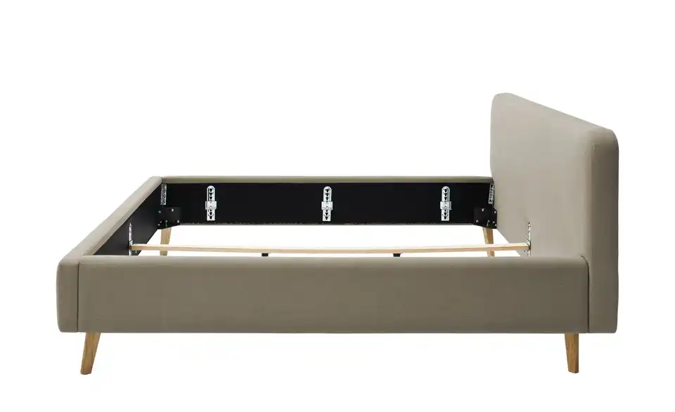 Polsterbettgestell Mattis Taupe Webstoff fein 160 cm ohne Bettkasten
