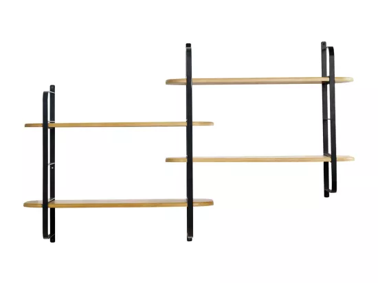 Étagère murale en bois manguier massif et métal noir L122 cm AKINA