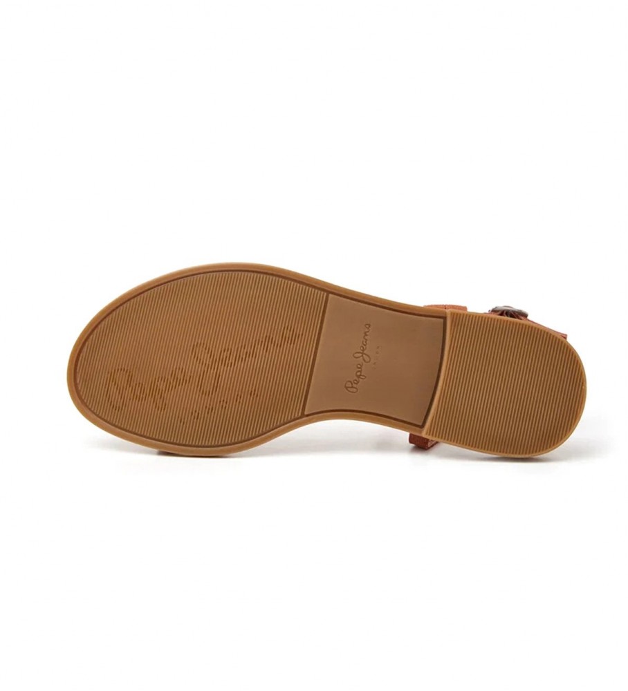 Sandálias planas de camurça laranja Pepe Jeans Hayes Folk