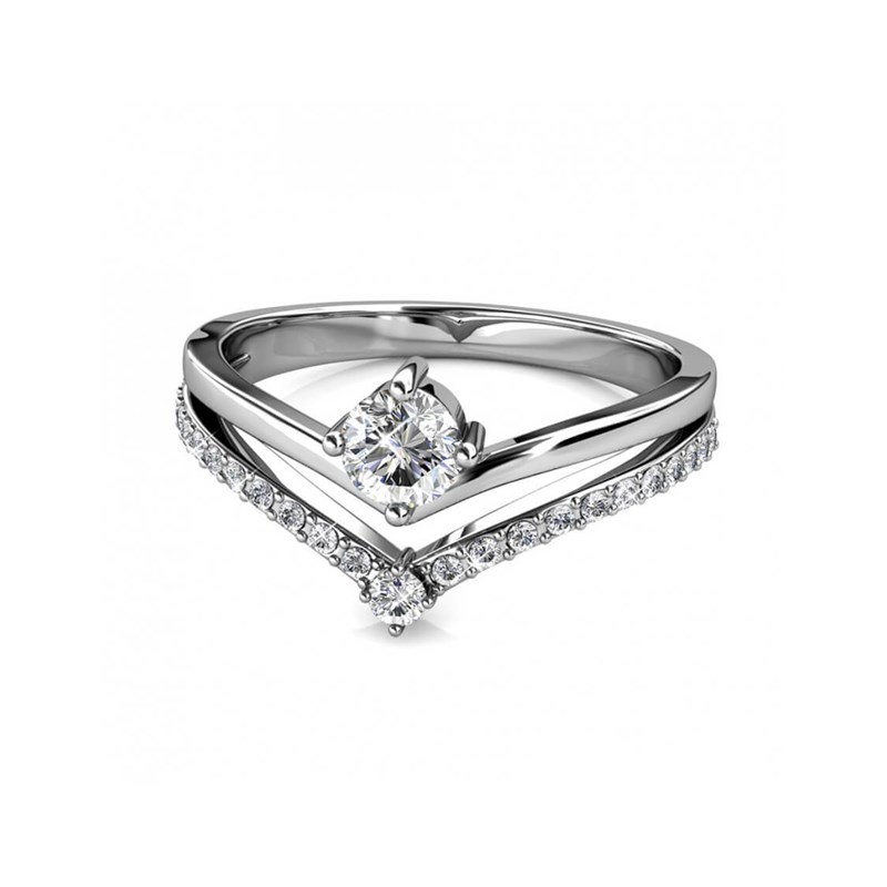 Bague Zinnia - Argenté et Cristal