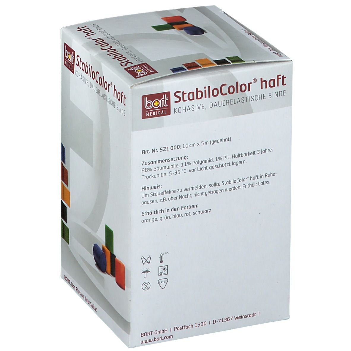 BORT StabiloColor® haft Binde 10 cm rot
