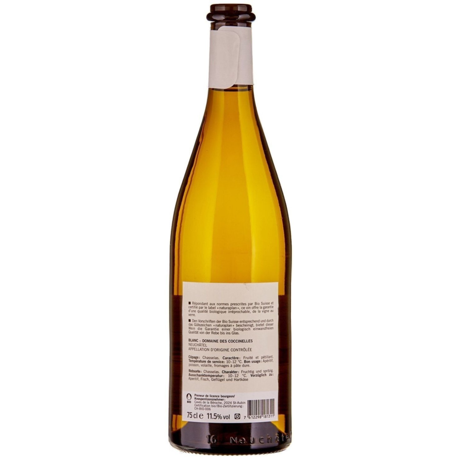 Naturaplan Bio Neuchâtel AOC Domaine des Coccinelles -75cl
