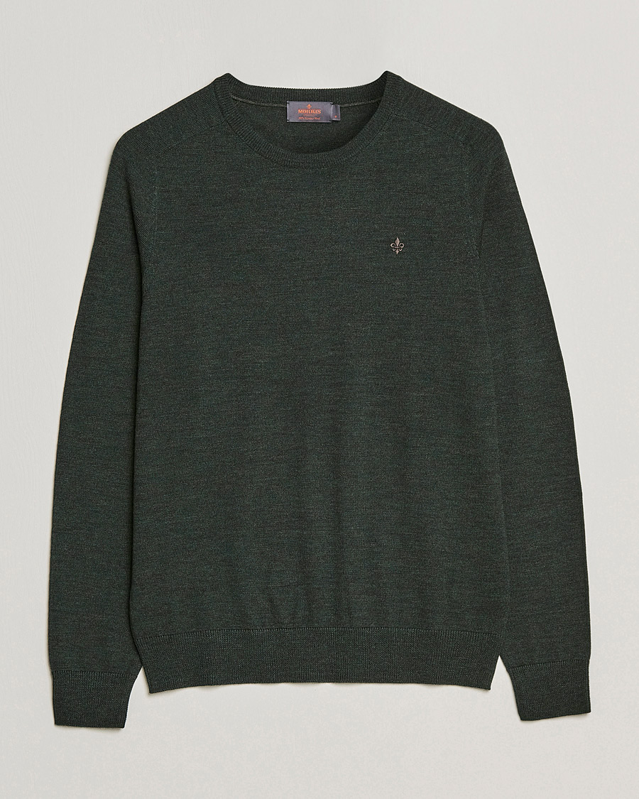 Morris Merino O-neck Olive Melange