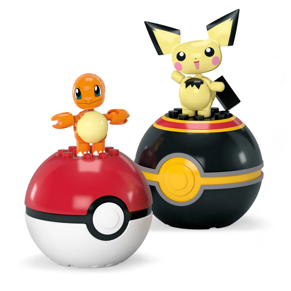 POKEMON - 2 POKEBALL AVEC POKEMON A CONSTRUIRE