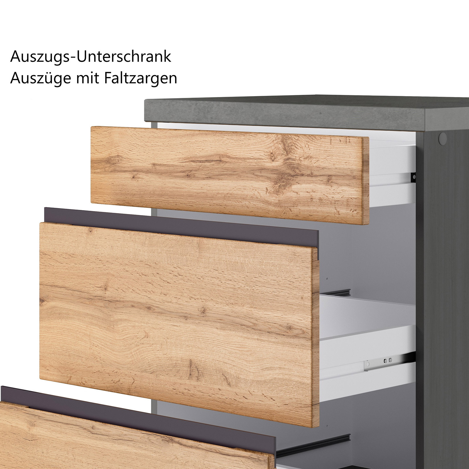 Küchenblock TURIN - Wotan Eiche-graphit - 390 cm