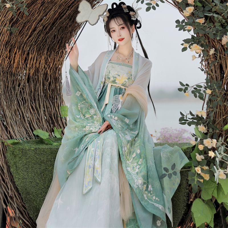 Francoix - Hanfu-kostuumset met geborduurde bloemen