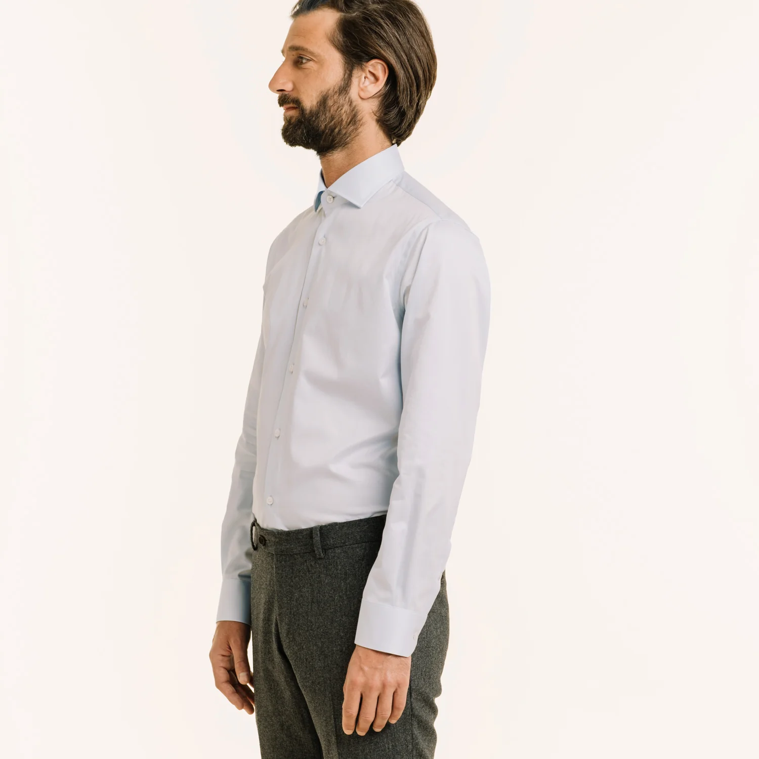 Sky blue double-twisted twill shirt