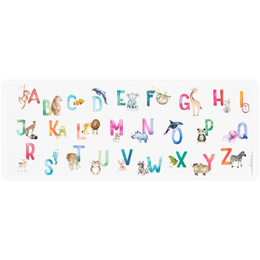 Nikima Stiftebecher Tier ABC Aquarell inkl. 12 Dreikant Buntstiften Stifteköcher weiß