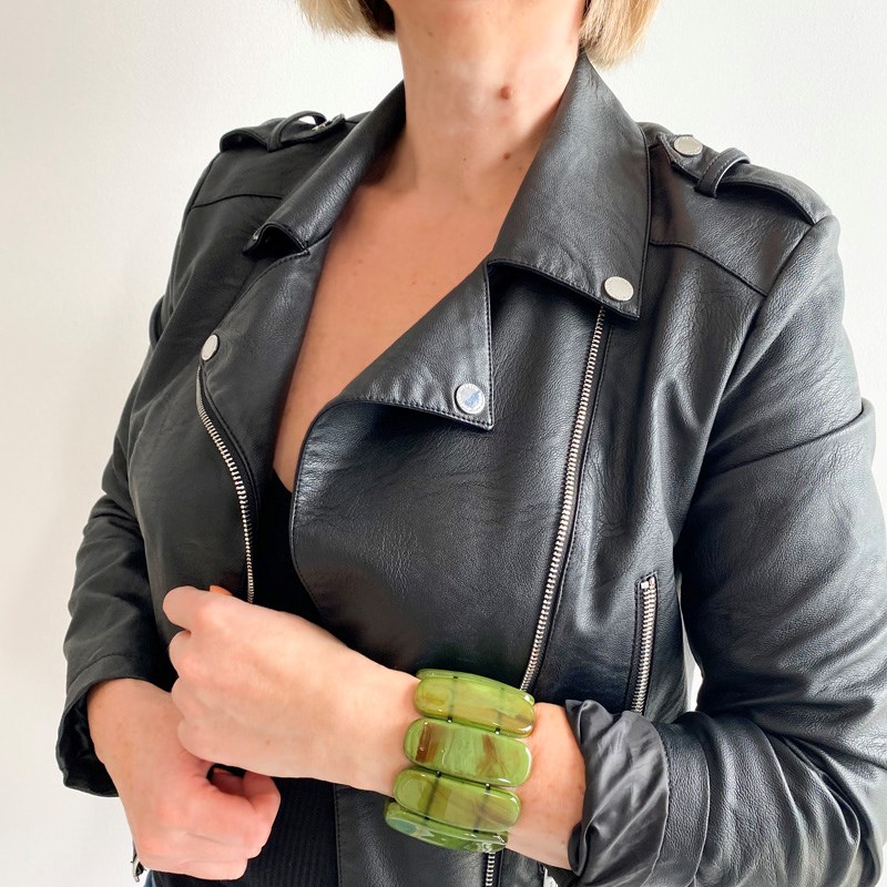 Bracelet extensible vert formes ovales