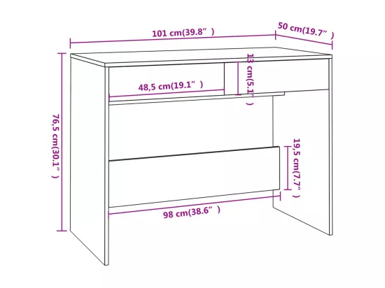 Bureau Chêne sonoma 101x50x76,5 cm Bois d'ingénierie