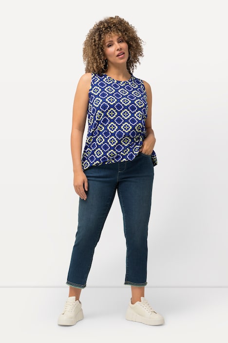 7/8-Jeans Sienna, Fransensaum, schmales Bein, Elastikbund