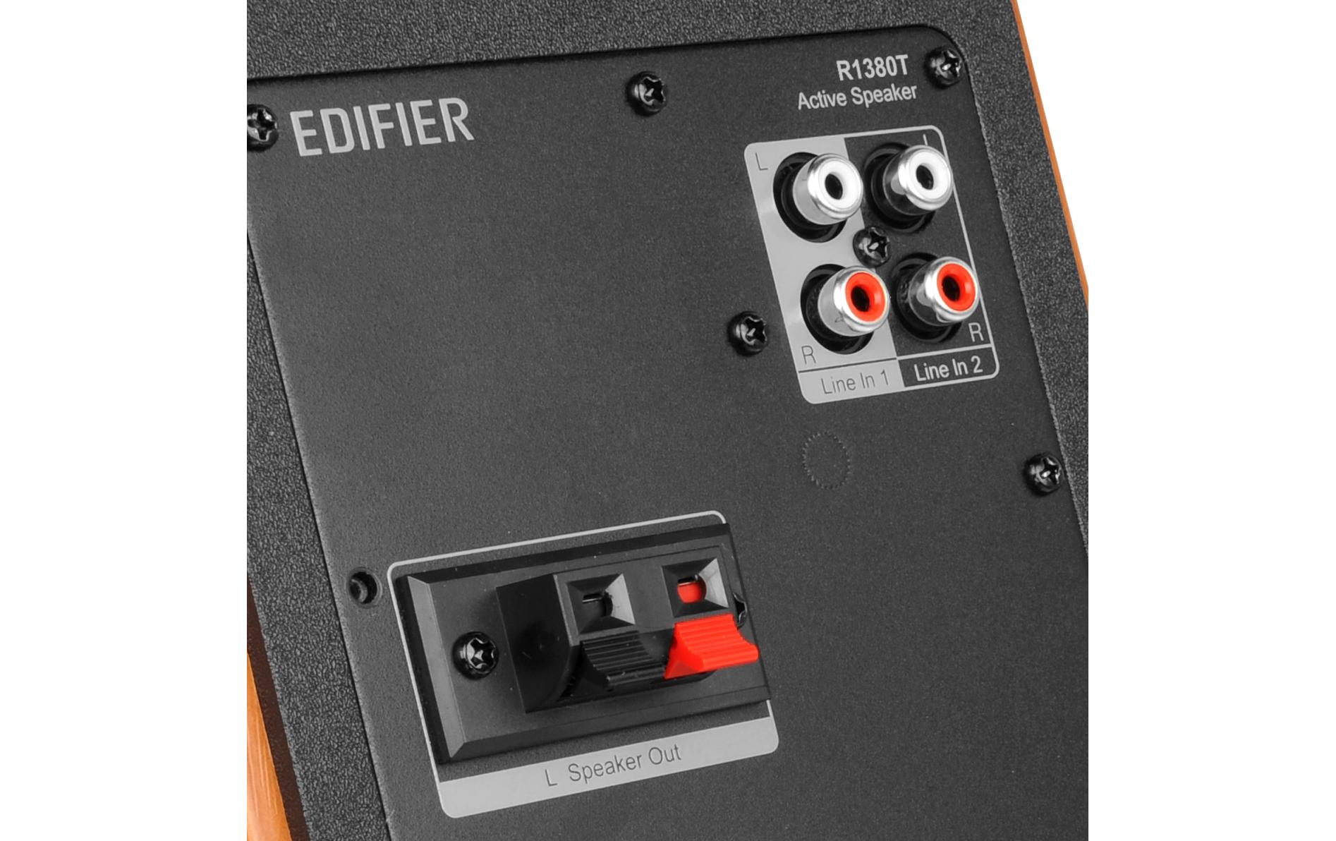 Regallautsprecher Paar R1380T Braun, Schwarz<br>Aktive 2.0 Regallautsprecher mit 42 Watt Leistung, 2x Cinch-Eingängen