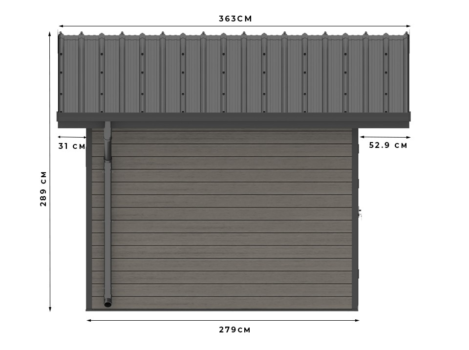 Abri de jardin bois composite braga - 12m2 gris - epaisseur des murs : 28 mm - aluminium - anti uv et intemperies