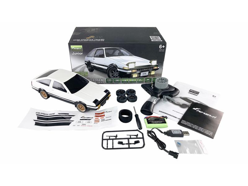 Amewi Drift AE86 Sprinter Trueno RWD, Weiss, RTR, 1:18 Kleiner JDM Drifter mit Heckantrieb