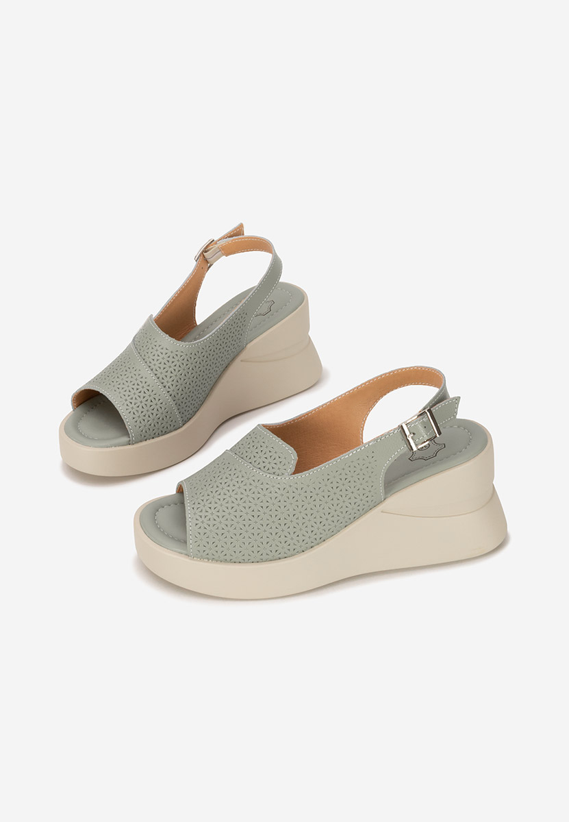 Sandales à plateforme en cuir vert Fedria