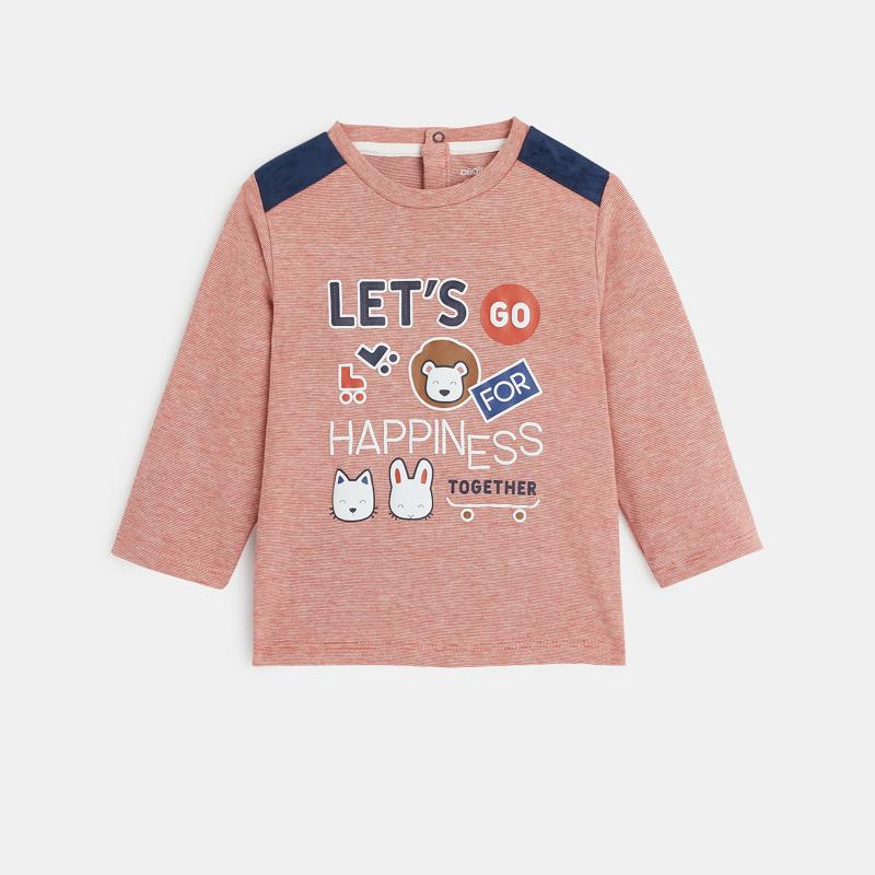 T-shirt rayé animaux orange bébé garçon Orange