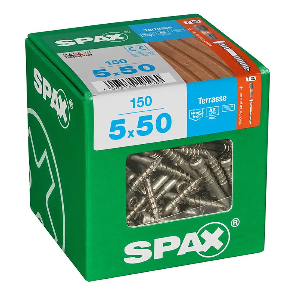 TERRASSESKRUE SPAX RUSTFRI A2 5X50 150 STK